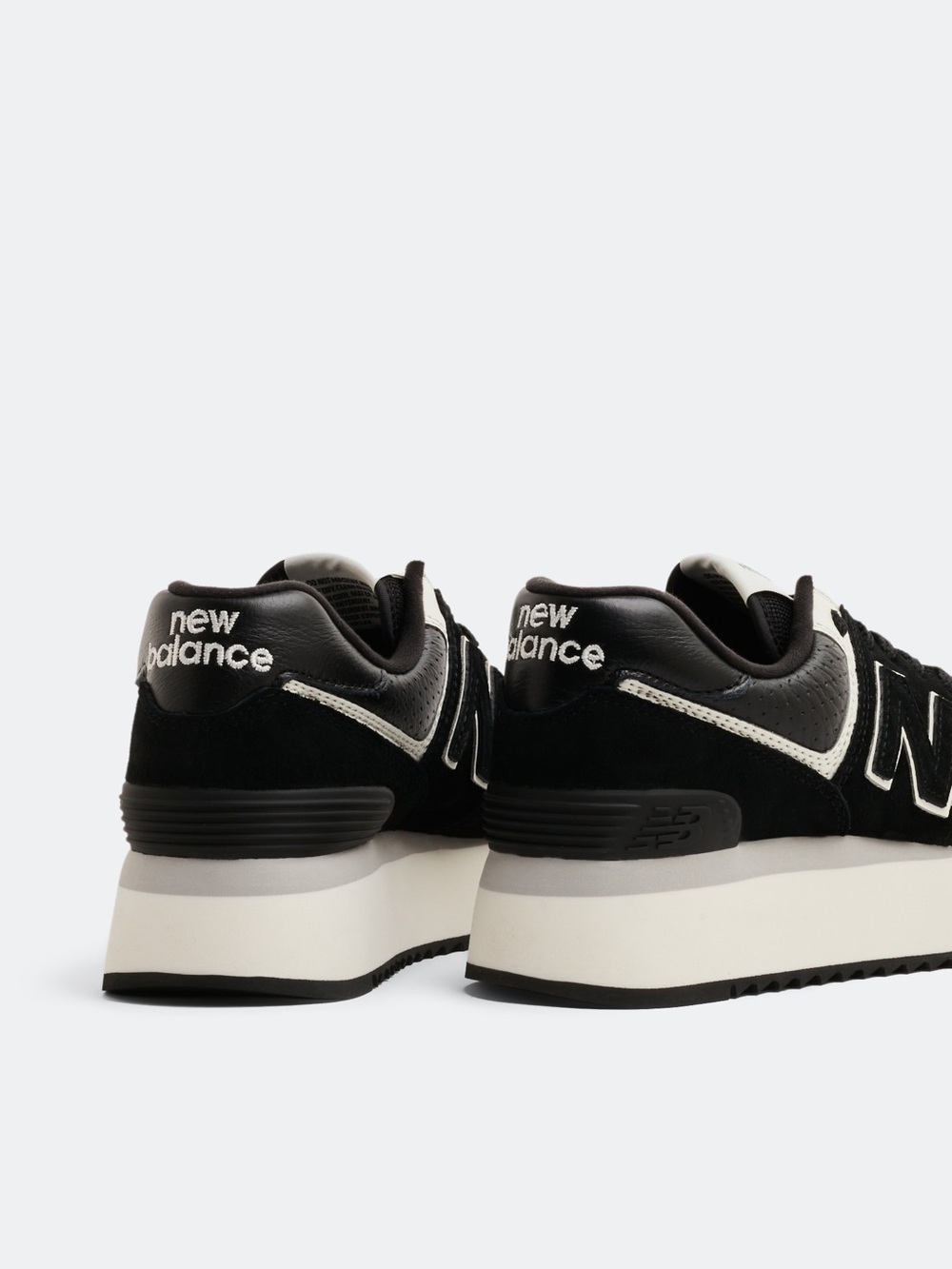 New Balance Women’s Black and Cream Platform 574-Style Sneakers - Picture 2 of 6